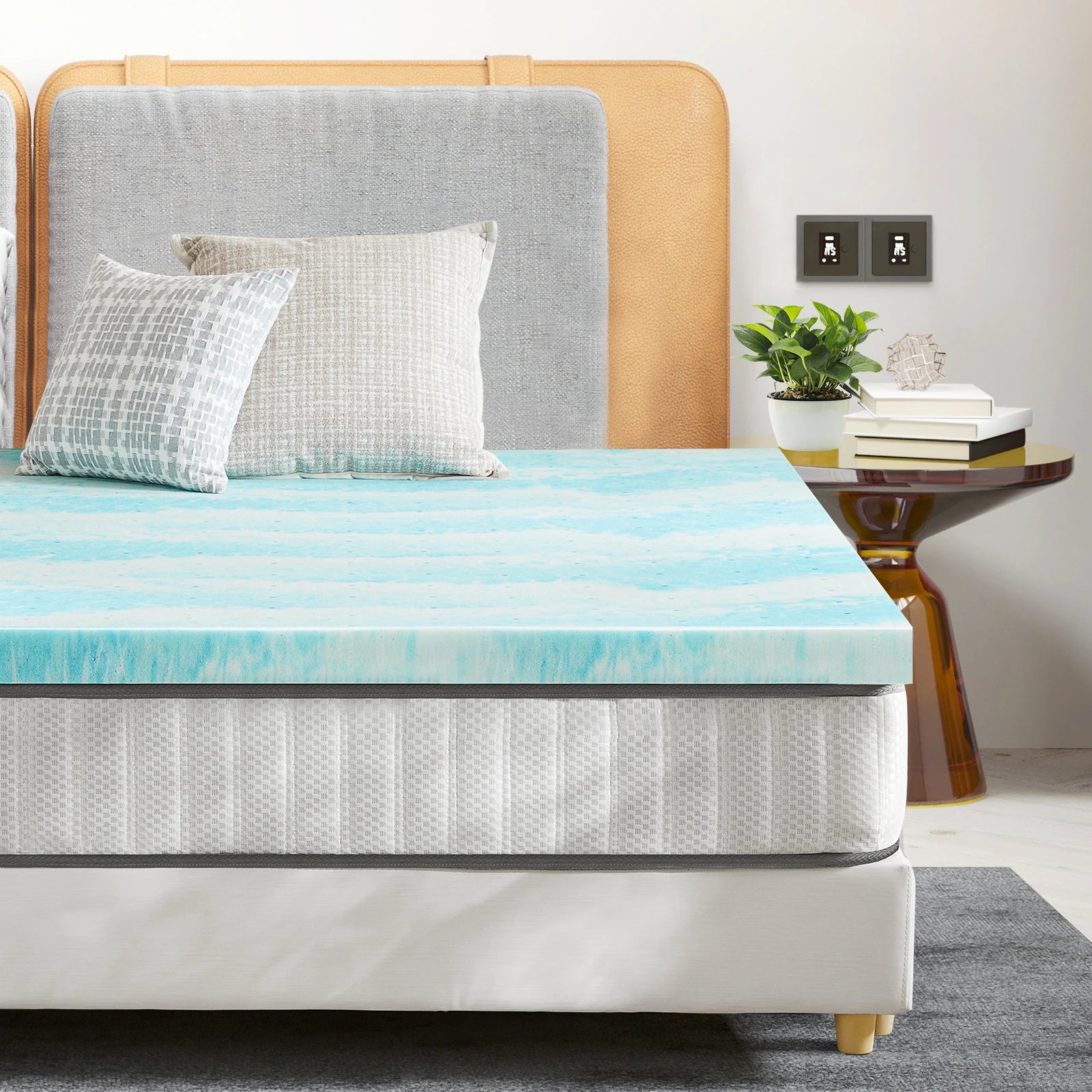 Gel Memory Foam Mattress Topper - Cooling & Pressure Relief Bed Pad - 10