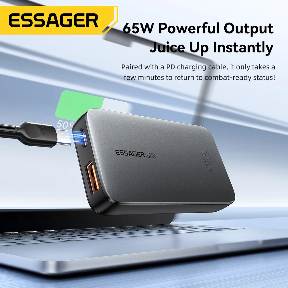 65W Ultra-Thin GaN Fast Travel Charger - PD 3.0 Dual-Port Wall Adapter