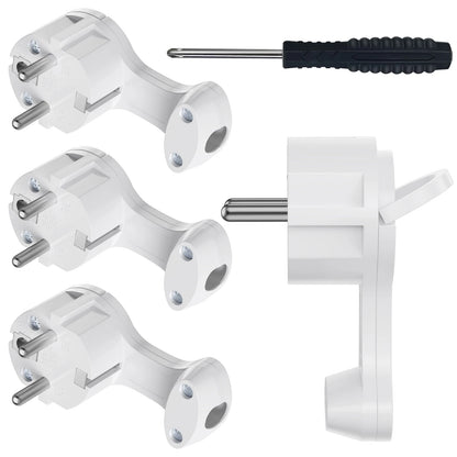 Space-Saving European Flat Plug Adapter with Foldable Handle - 4 Pack