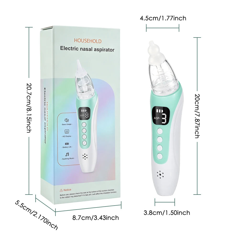 Electric Baby Nasal Aspirator - Rechargeable Nose Cleaner with Music & LED Screen - 14