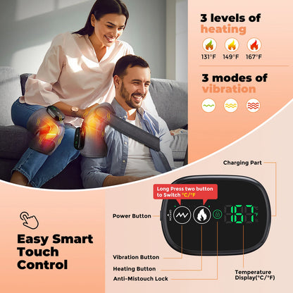3-in-1 Heated Knee Massager with Vibration & Cordless Heating Therapy