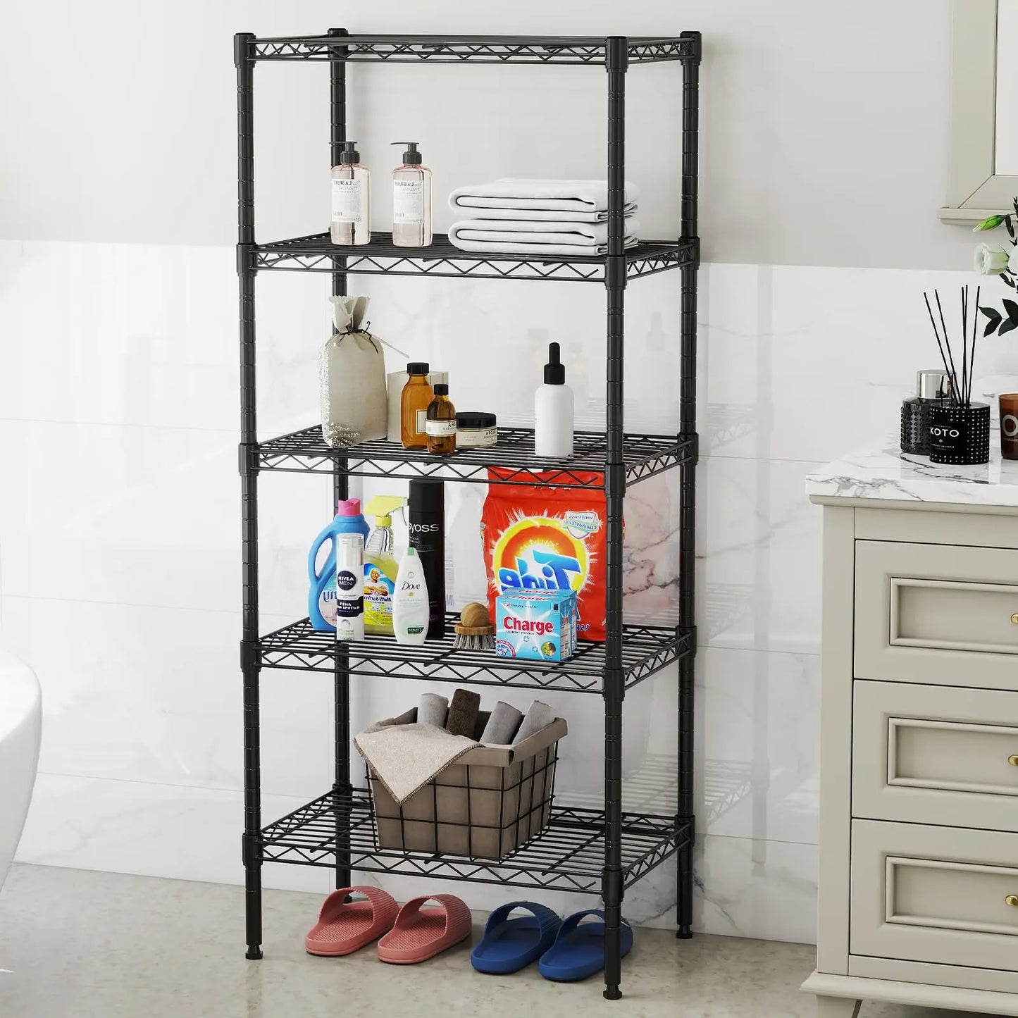 Heavy-Duty Adjustable Metal Wire Storage Shelving Rack - 3 to 5 Tier