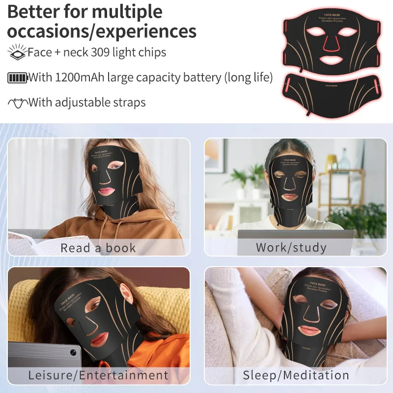 7-Color LED Face & Neck Mask – Wireless Silicone Phototherapy Rejuvenation Device - 6