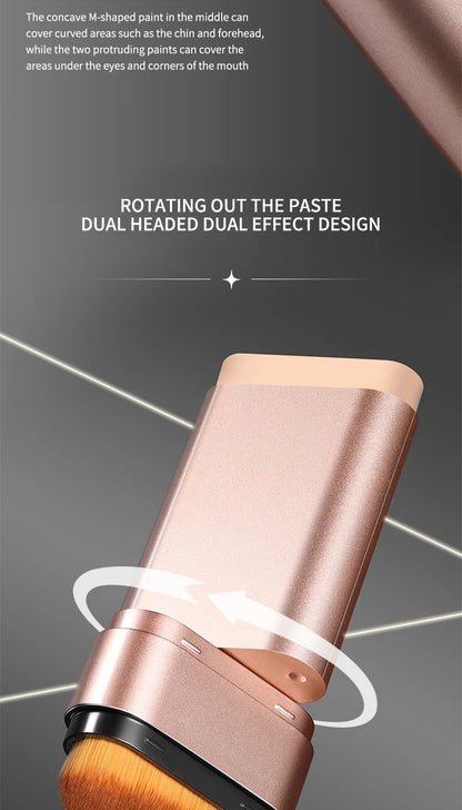 Double-Ended Hydrating Foundation Stick with Built-in Brush - Long-Lasting