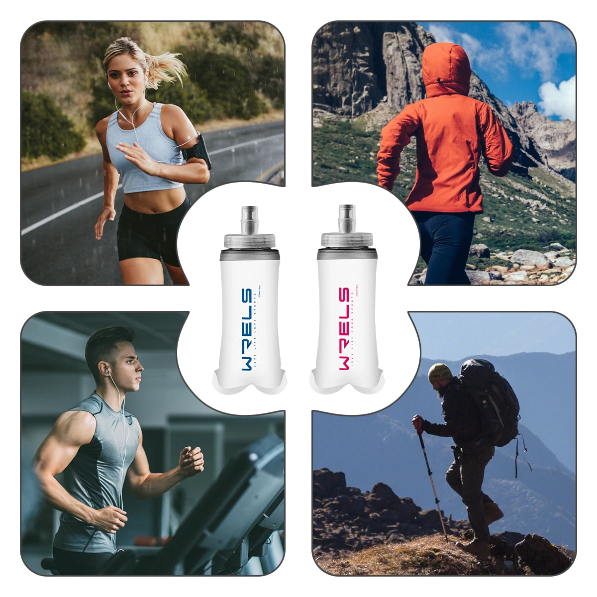 Collapsible Soft Sports Water Bottle - Portable Running & Hiking Flask - 5