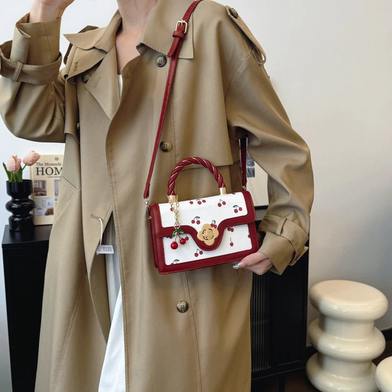 Luxury Cherry Print Satchel