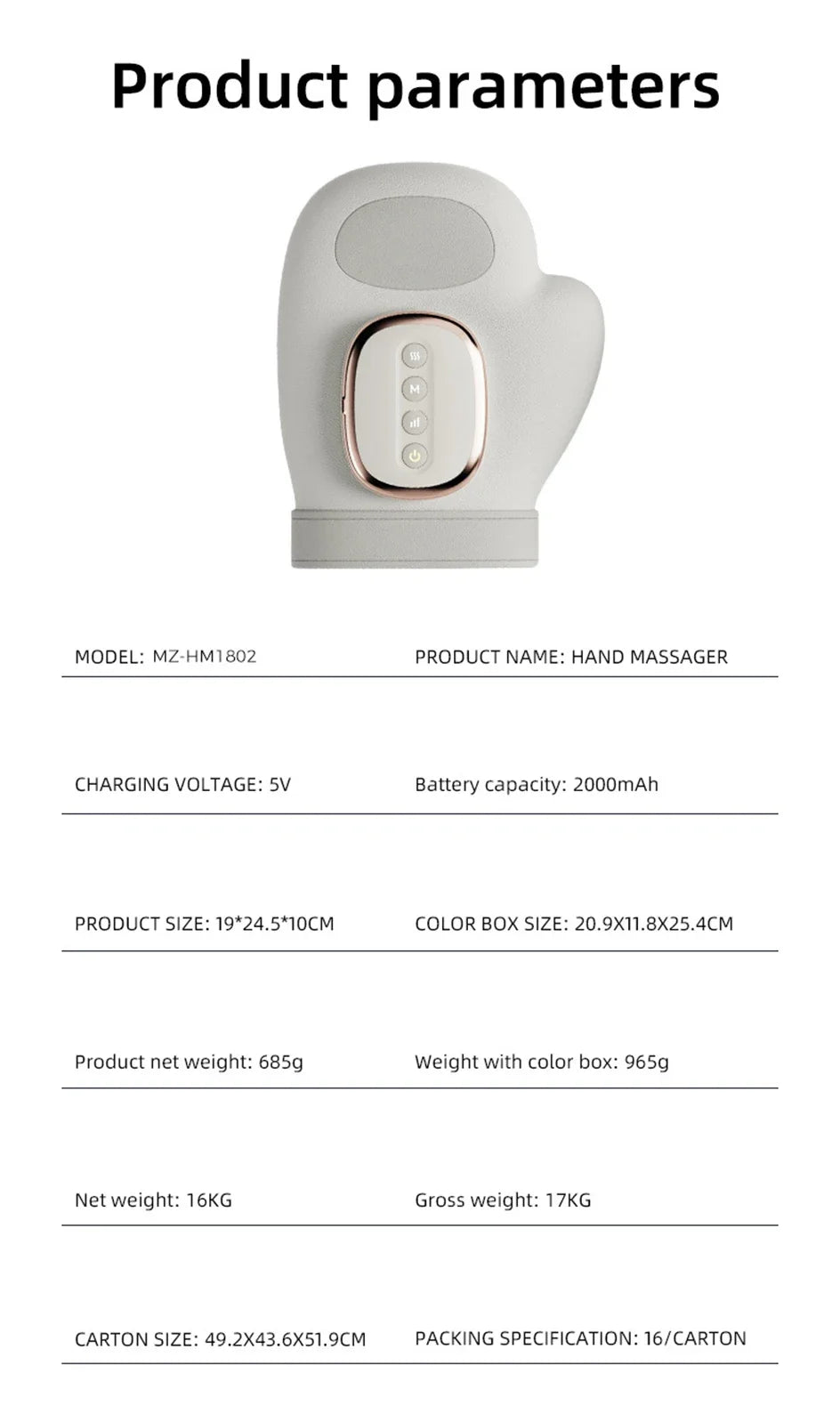 Electric Hand Massager with Airbag Compression and Heat for Pain Relief - 16