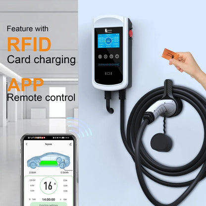 Smart EV Charging Station: Type 2 Wallbox with WiFi, App & LED Display