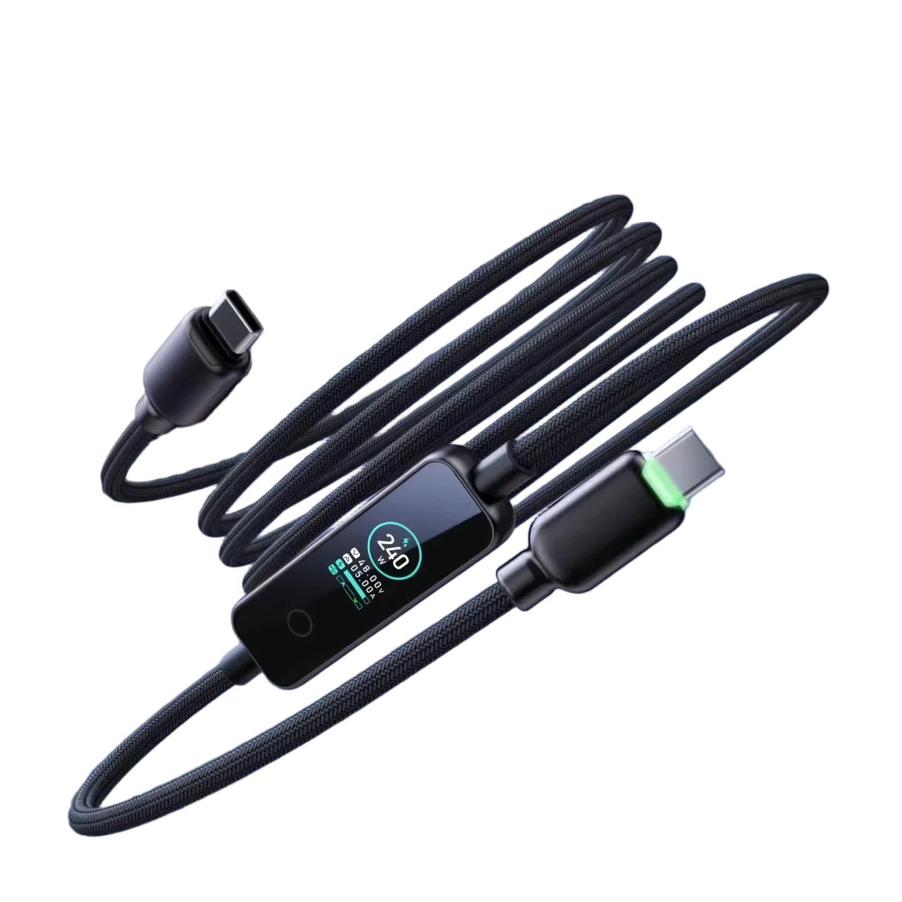 240W USB-C Fast Charging Cable with Real-Time LED Power Display