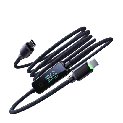 240W USB-C Fast Charging Cable with Real-Time LED Power Display