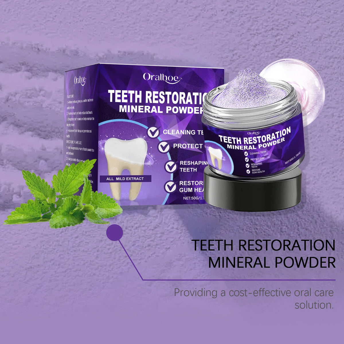 Purple Teeth Whitening Powder - Deep Stain Removal & Enamel Repair Formula