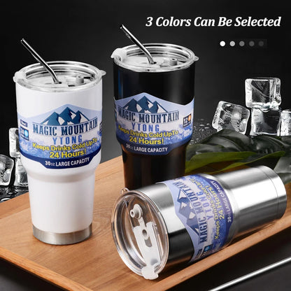 900ml Vacuum Insulated Stainless Steel Tumbler with Straw for Travel