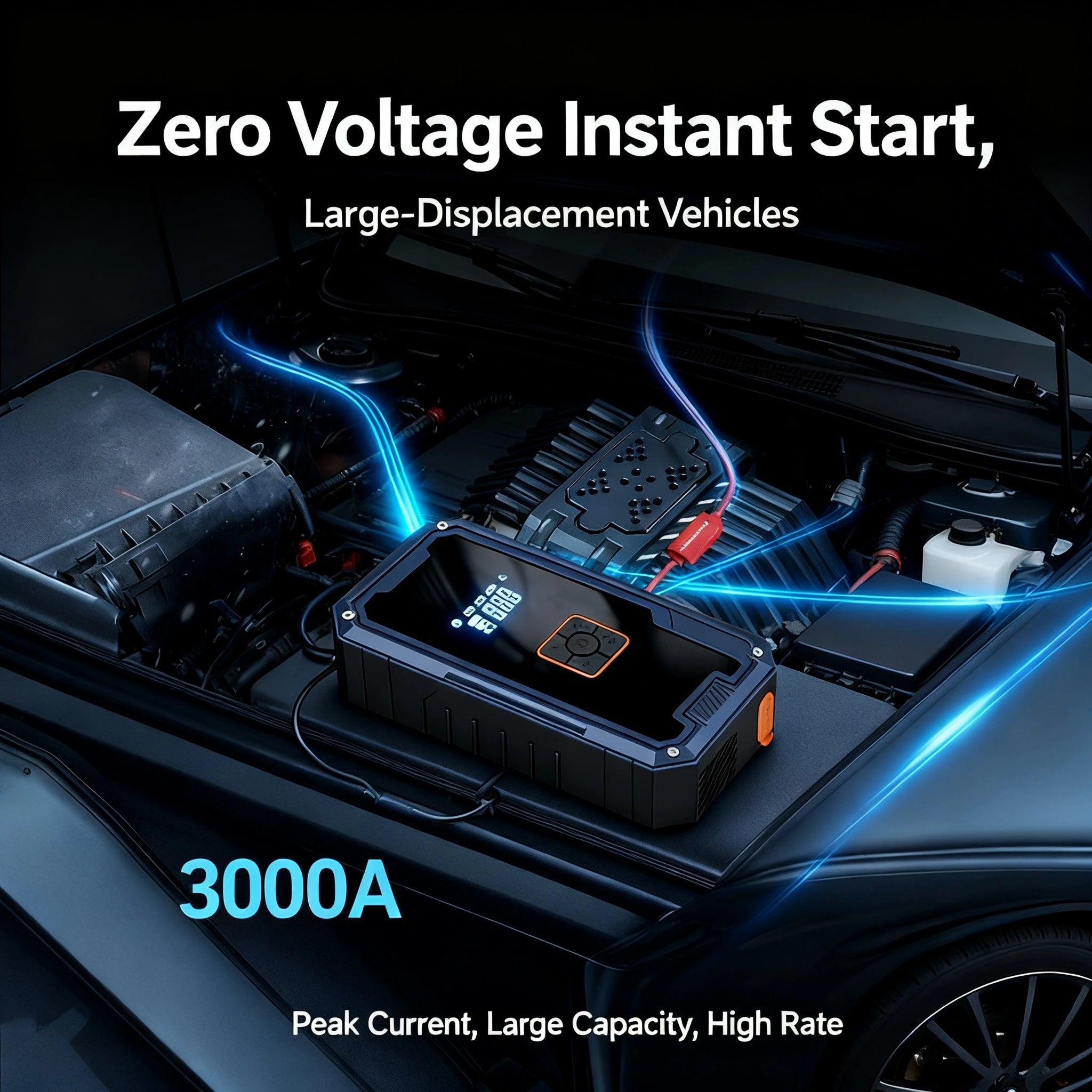 3000A Car Jump Starter with 150PSI Air Compressor & 99800mAh Power Bank - 3