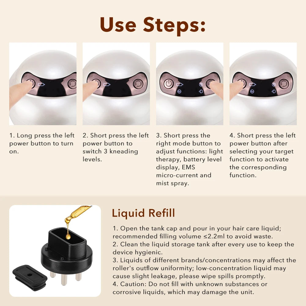 Electric Scalp Massager Comb with LED Light Therapy, Mist Spray & Hair Oil Applicator - 14