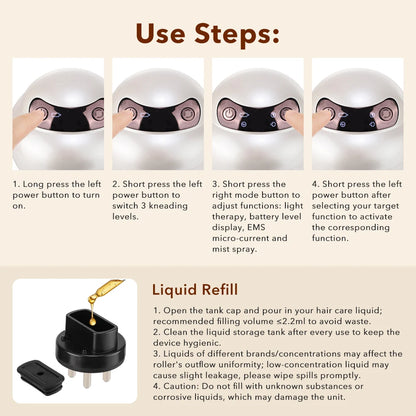 Electric Scalp Massager Comb with LED Light Therapy, Mist Spray & Hair Oil Applicator