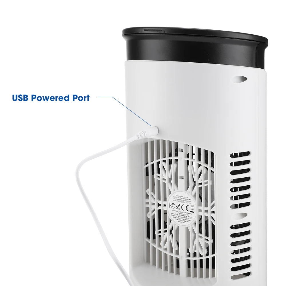 Portable Mini Air Cooling Fan - Desktop Misting Cooler with 6 Speeds & LED Light