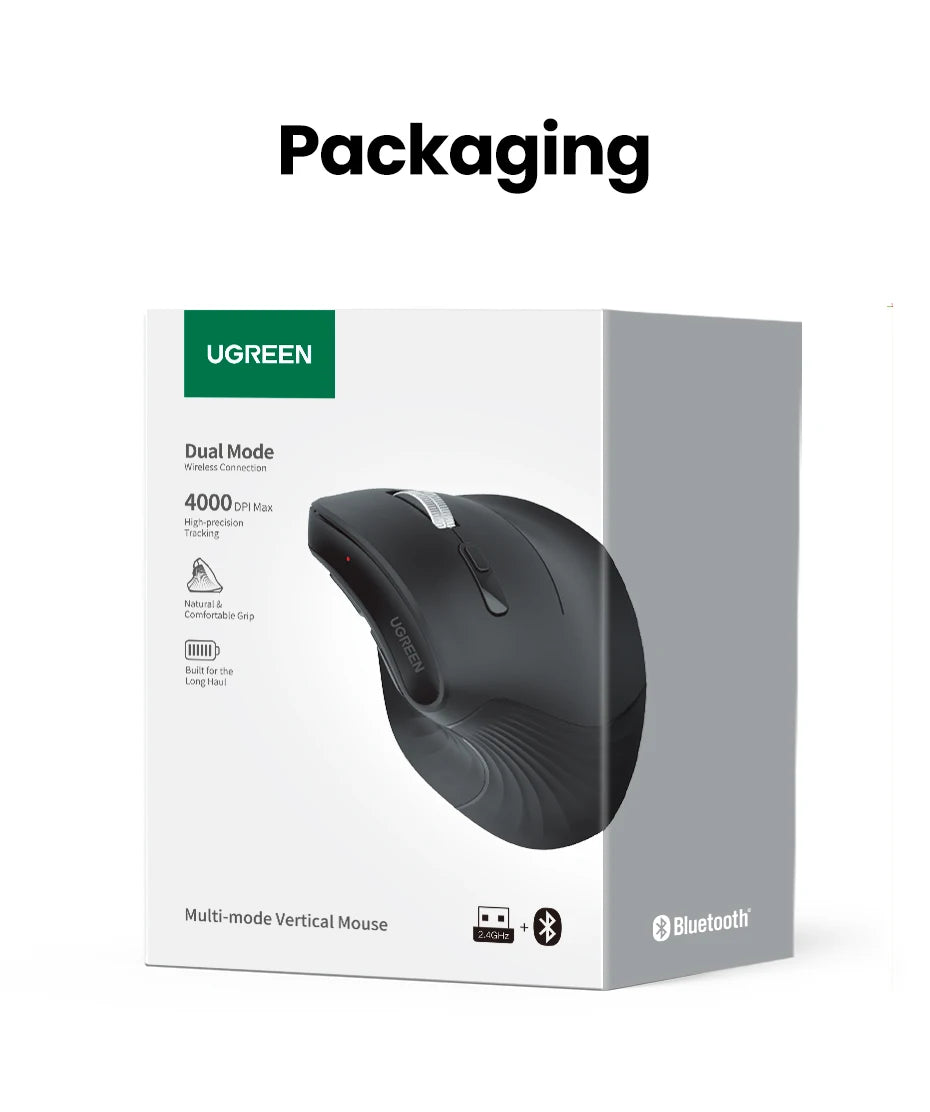 Ergonomic Wireless Vertical Mouse - Bluetooth & 2.4G Rechargeable Mouse - 26
