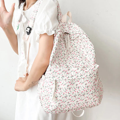 Luxury Floral Nylon School Backpack