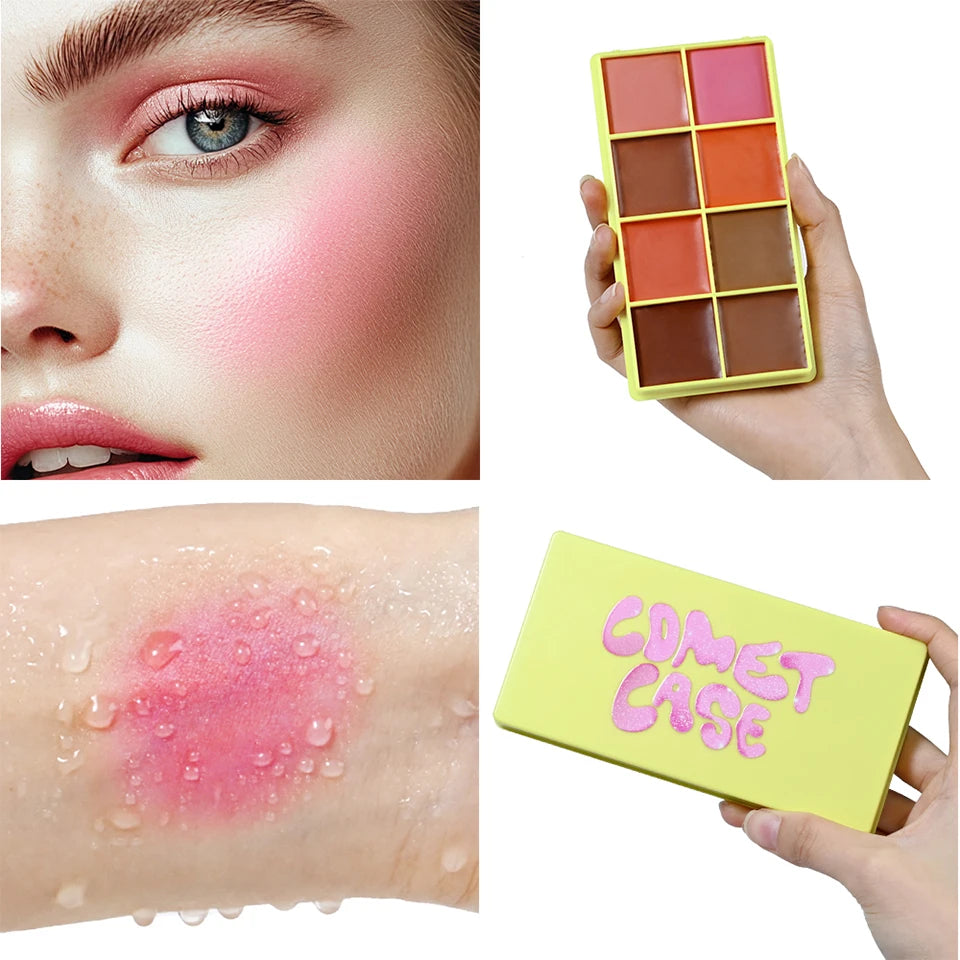 8-Color Cream Blush Palette - Long-Lasting Matte Face Makeup