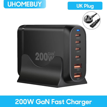 10-Port 800W GaN Desktop Fast Charging Station - 100W USB-C PD Charger
