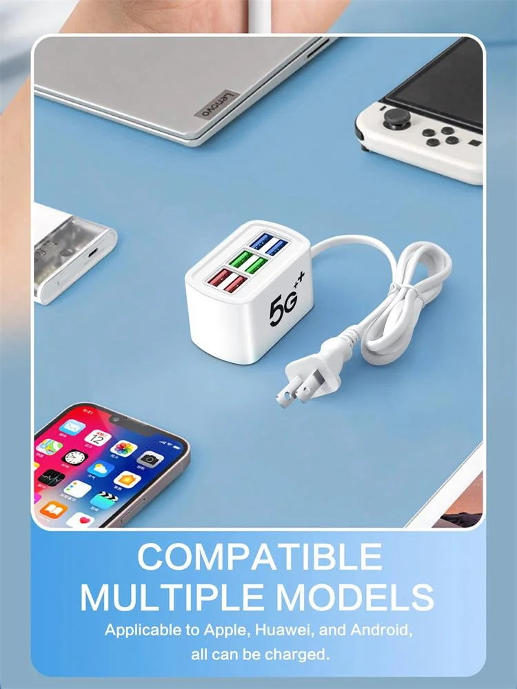 6-Port USB Desktop Fast Charger - Multi-Device Universal Charging Hub