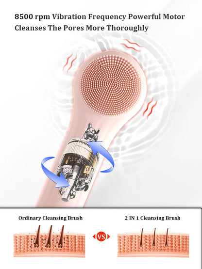 Sonic Electric Facial Cleansing Brush – Waterproof Silicone Face Scrubber