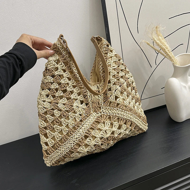 Luxury Woven Straw Beach Bag