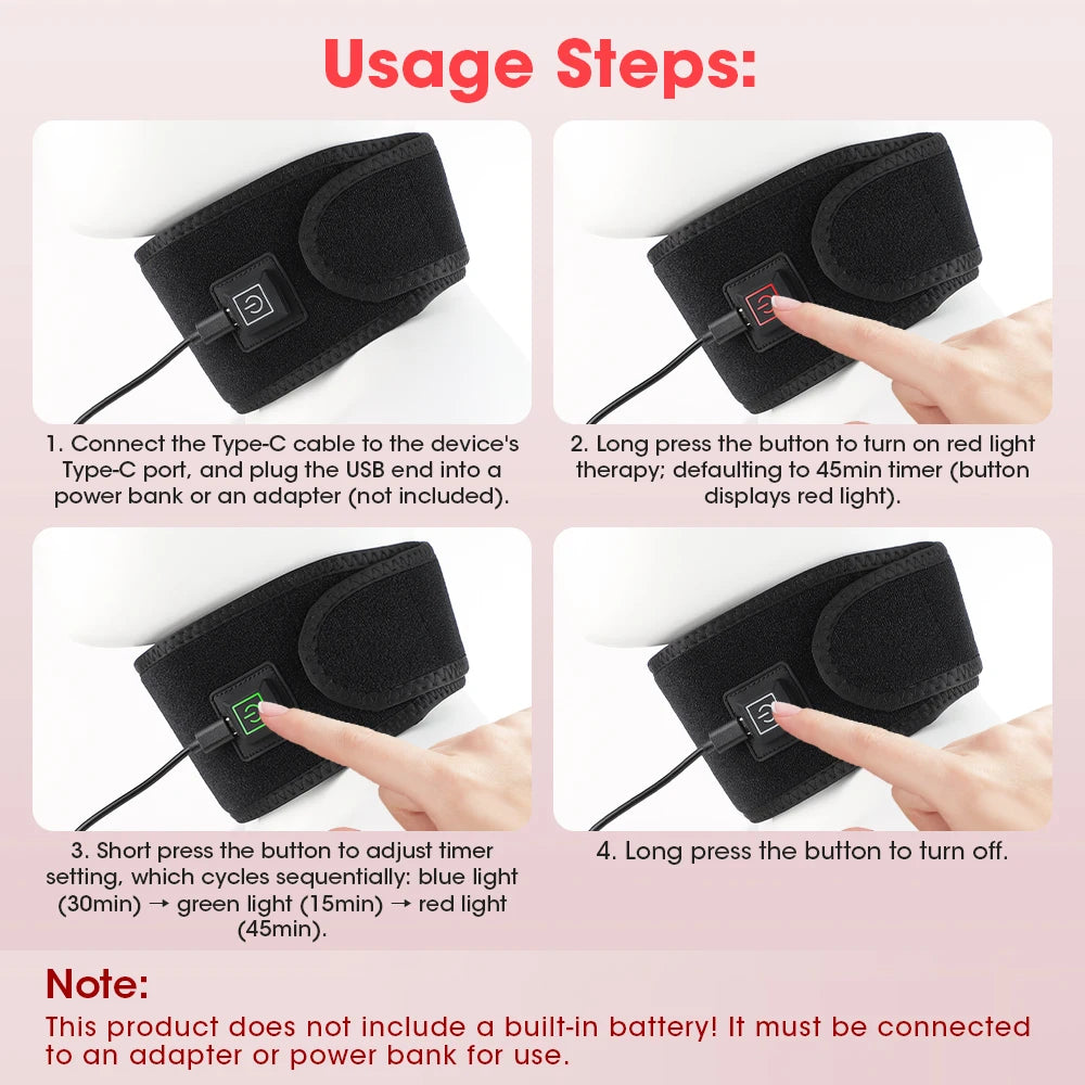 Red & Infrared Light Therapy Belt for Face Neck and Body Pain Relief - 14