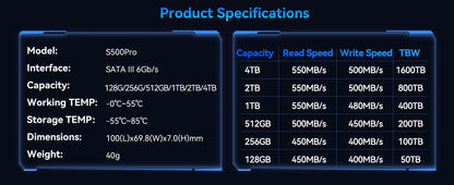 ORICO 2.5" SATA III SSD 1TB 4TB - Fast Aluminum Internal Solid State Drive