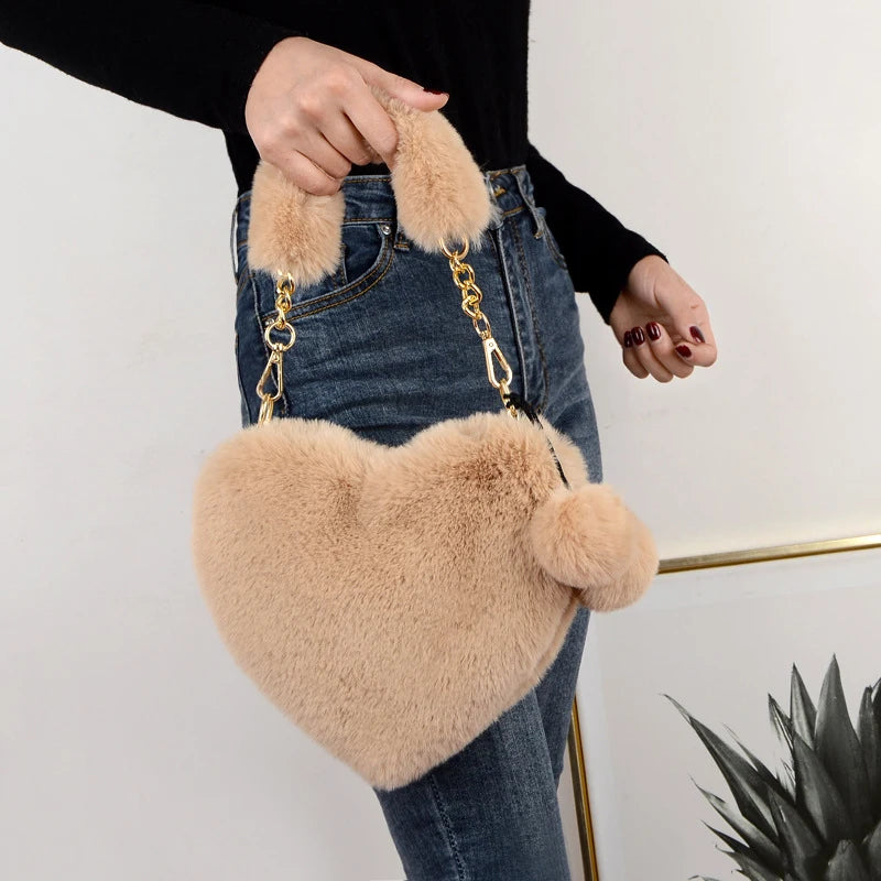 Luxury Plush Heart Handbag