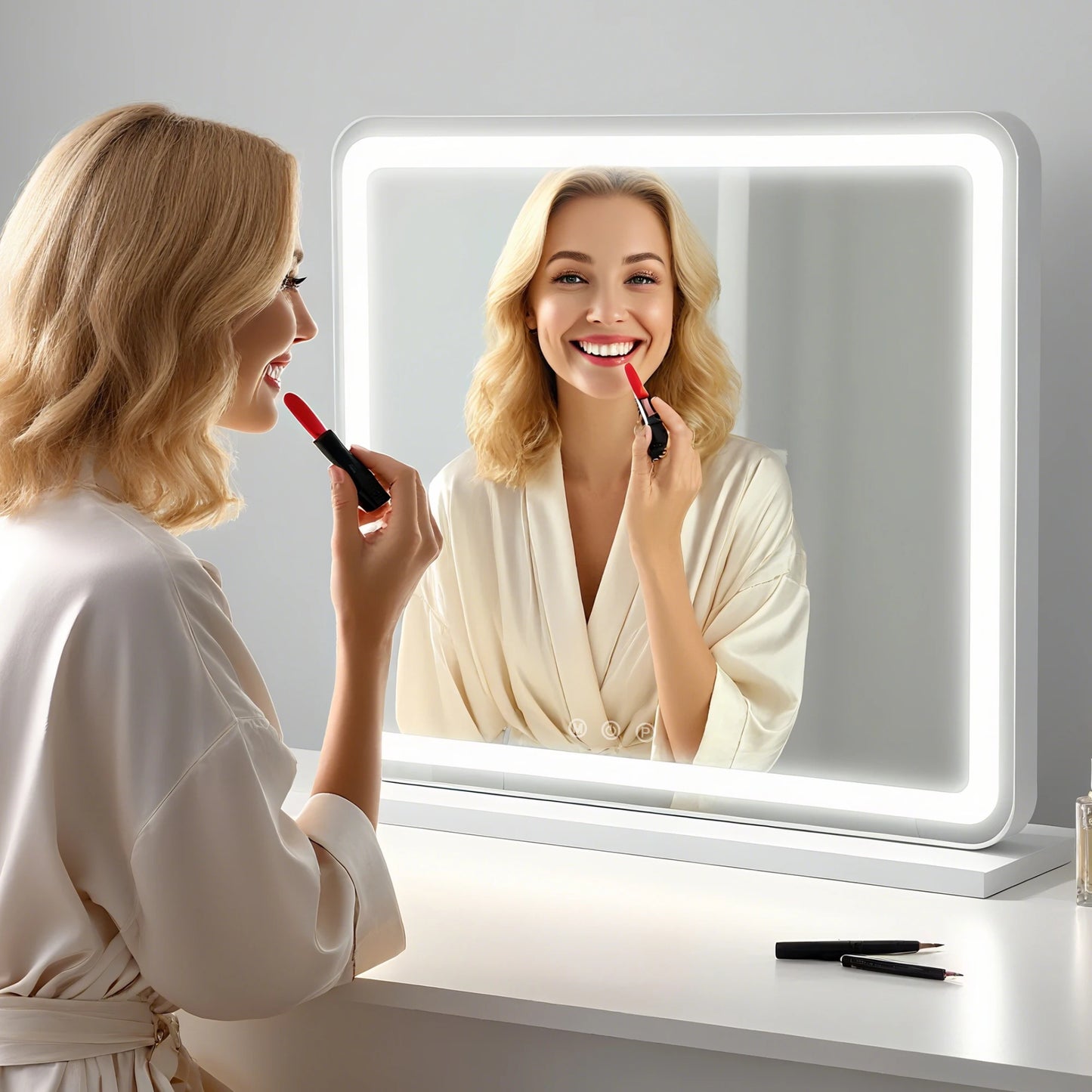 LED Vanity Mirror with Lights - Adjustable 3-Color Dimmable Makeup Mirror