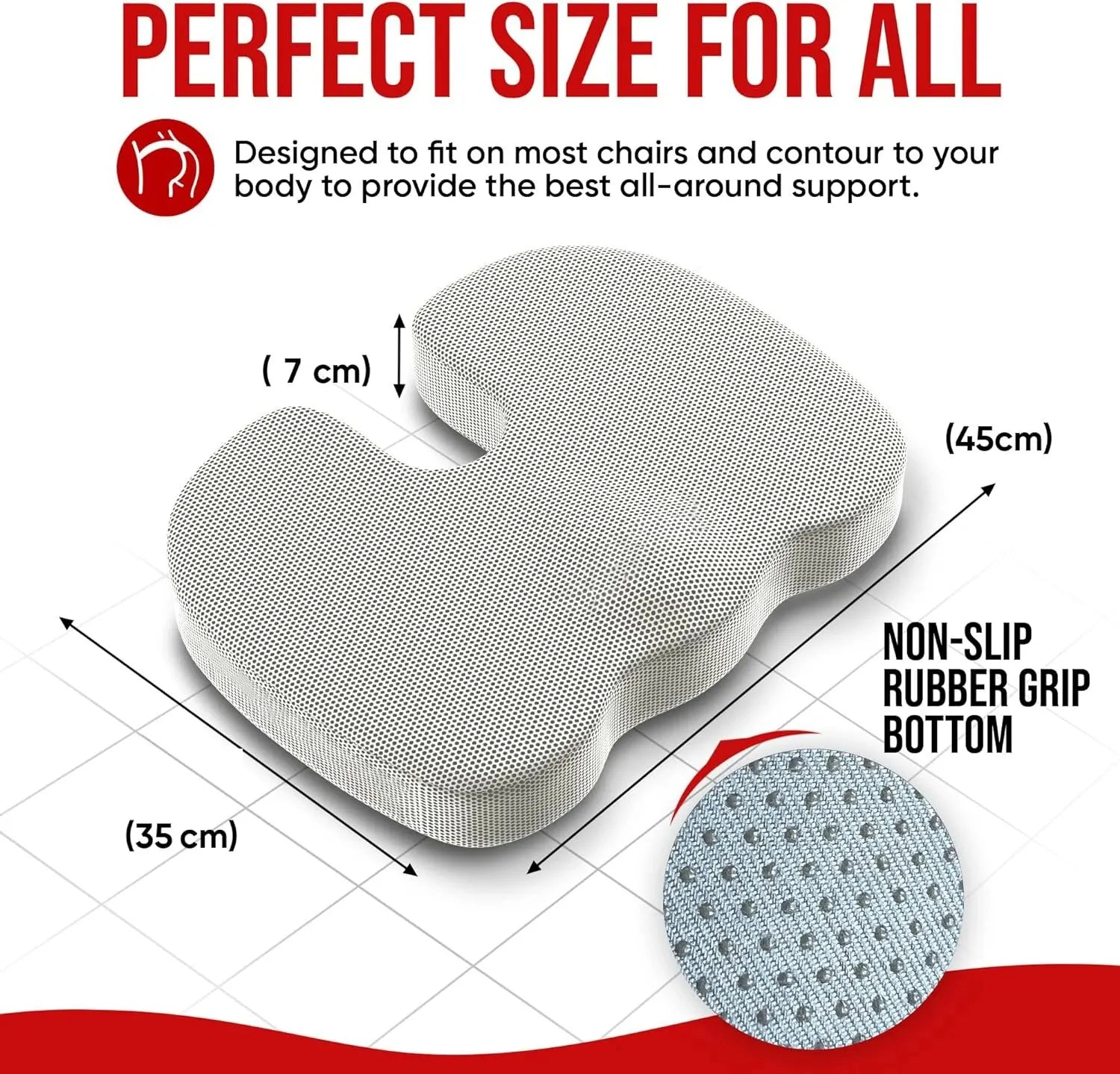 Ergonomic Memory Foam Seat Cushion for Tailbone & Back Pain Relief - 4