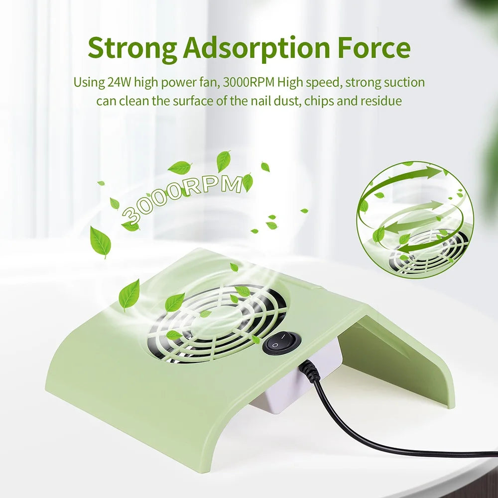 Portable USB Nail Dust Collector 24W Manicure Vacuum Extractor - 2