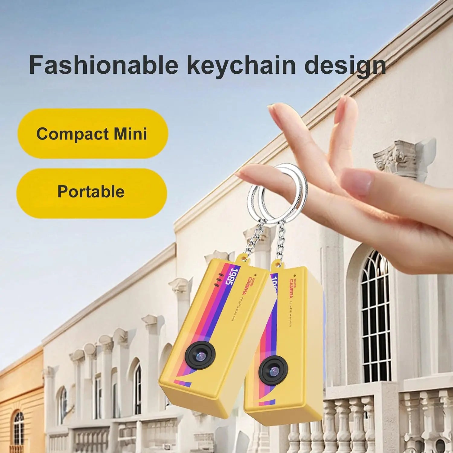 Mini Retro Digital Keychain Camera - Portable Pocket-Sized 1080P Video Recorder - 4