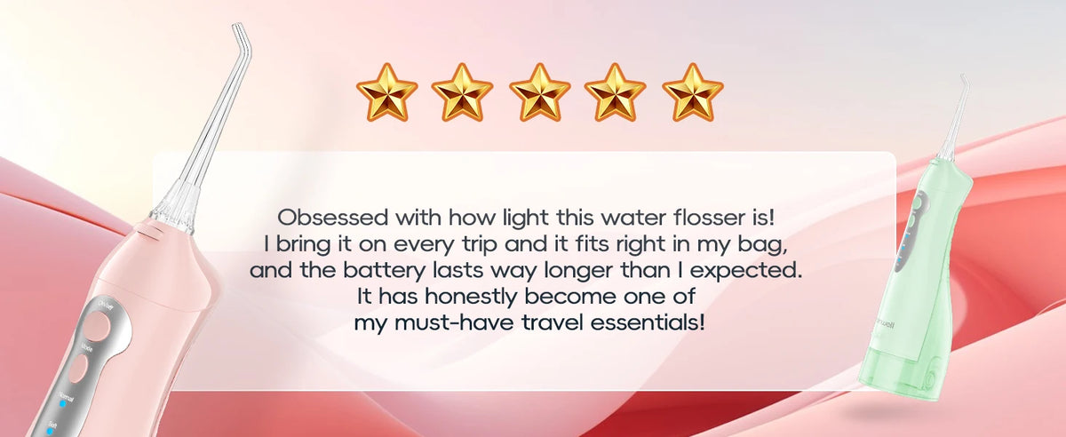 Rechargeable Portable Water Flosser with 6 Tips & 300ml Tank for Oral Care