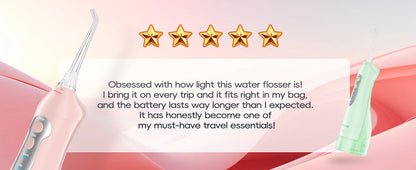 Rechargeable Portable Water Flosser with 6 Tips & 300ml Tank for Oral Care