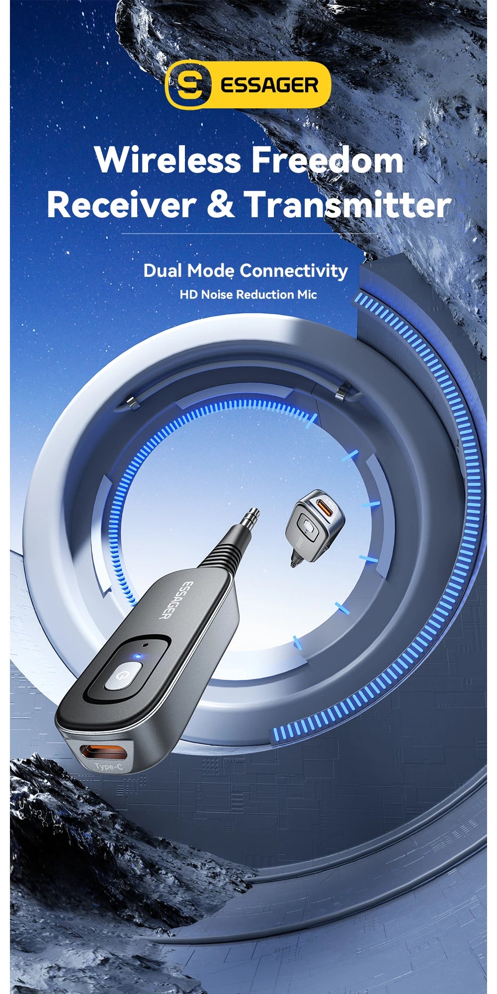 Essager 2-in-1 Bluetooth 5.1 Transmitter & Receiver for TV, Car & Audio