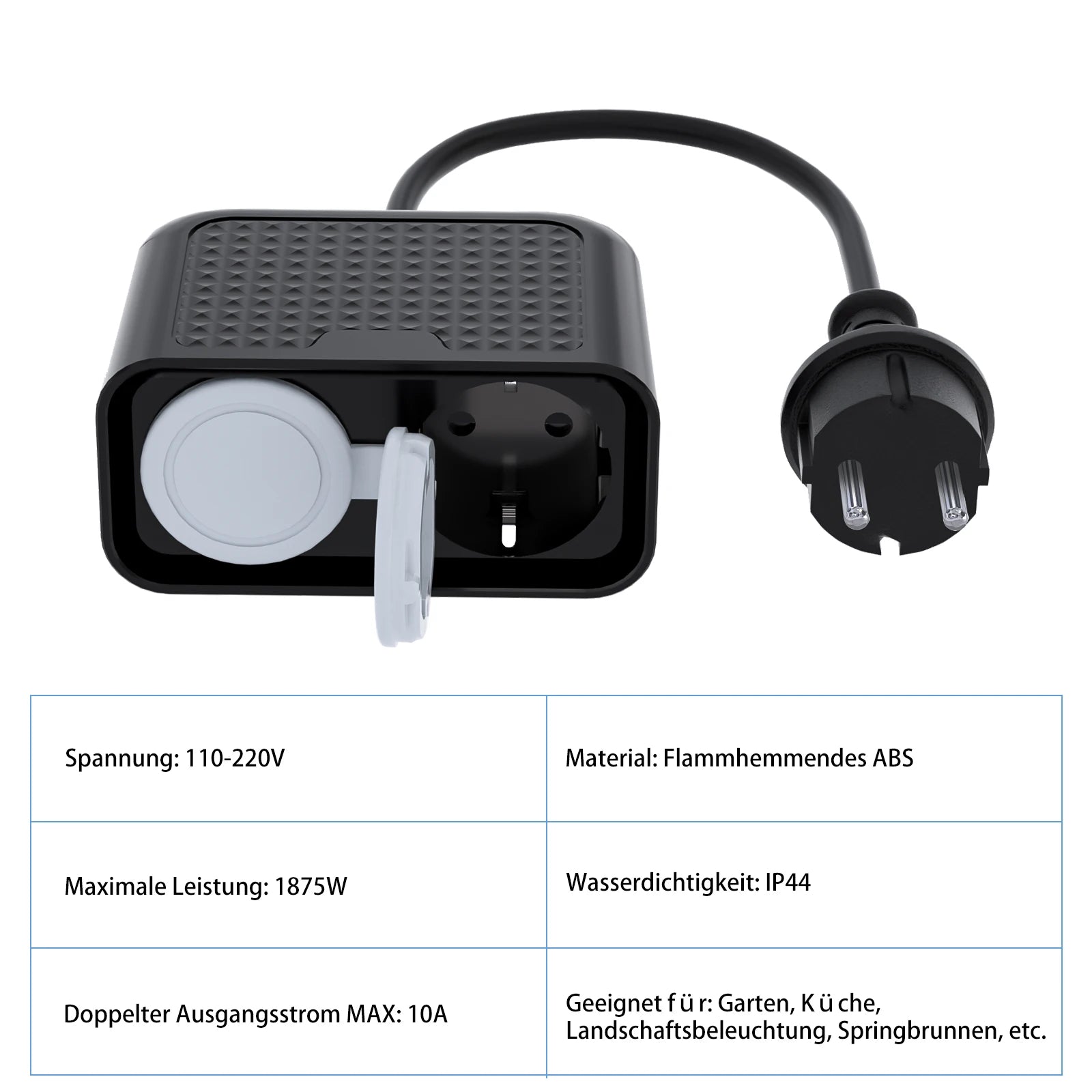 WiFi Smart Outdoor Power Socket - Dual Plug Waterproof Outlet IP44 - 7