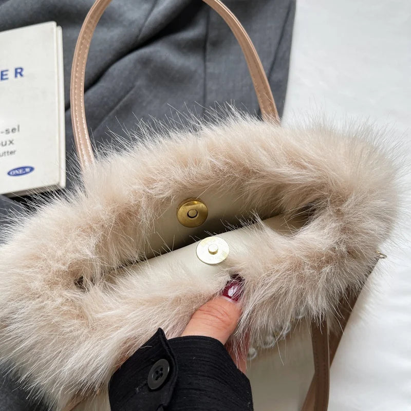 Luxury Plush Pearl Handbag