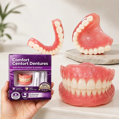 Comfort Silicone Dentures Set - Natural Fit Instant Smile Cosmetic Teeth