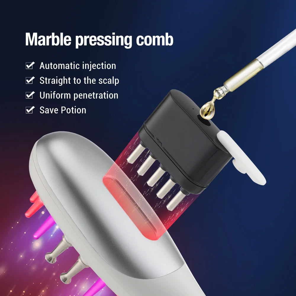 Electric Scalp Massager Comb with LED Light & Hair Oil Applicator - 4