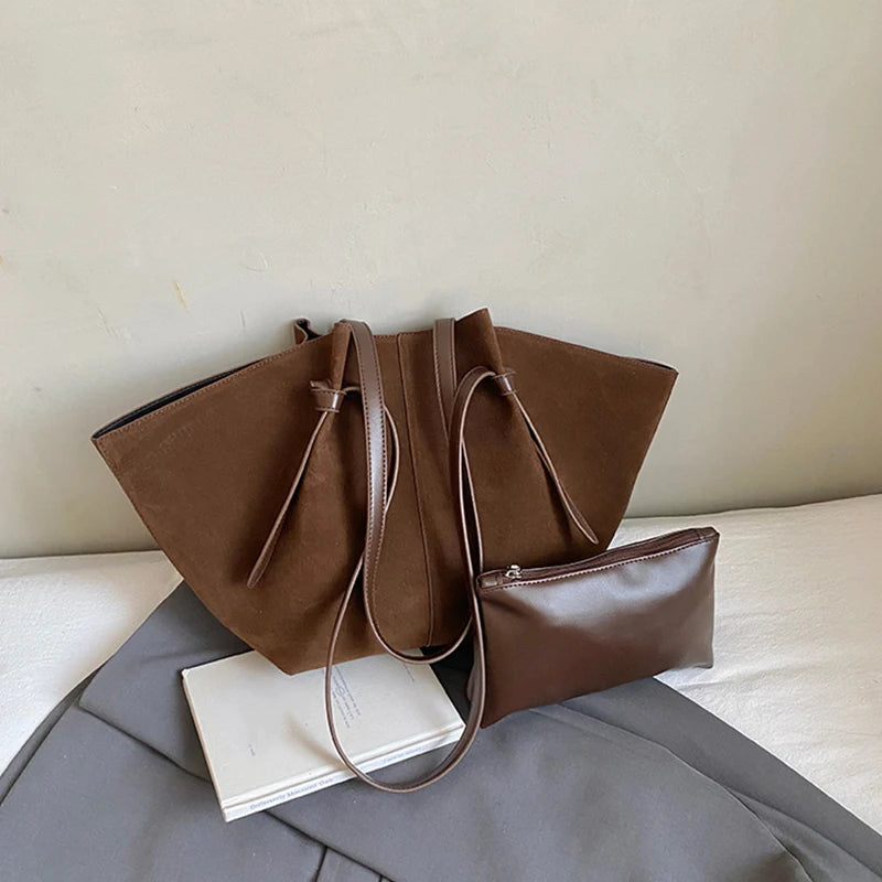 Luxury Retro Suede Shoulder Tote