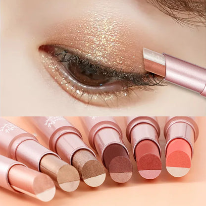 Gradient Two-Tone Eyeshadow Stick - Waterproof Shimmer Eye Makeup