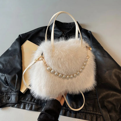 Luxury Plush Pearl Handbag