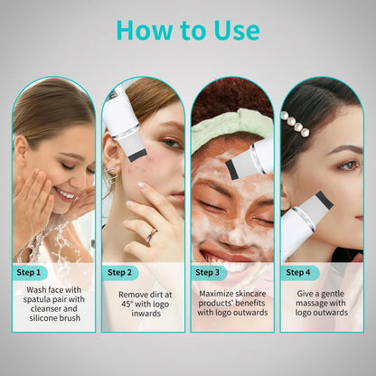 Ultrasonic Facial Skin Scrubber - Deep Cleansing & Blackhead Remover Spatula