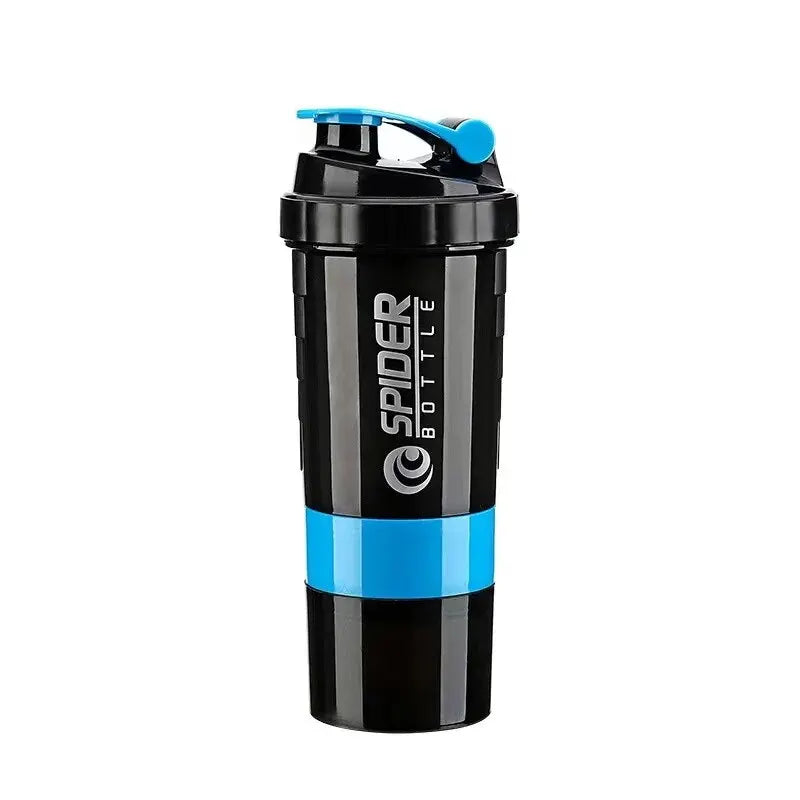 3-Layer Portable Protein Shaker Bottle - Leak-Proof Gym Mixing Cup
