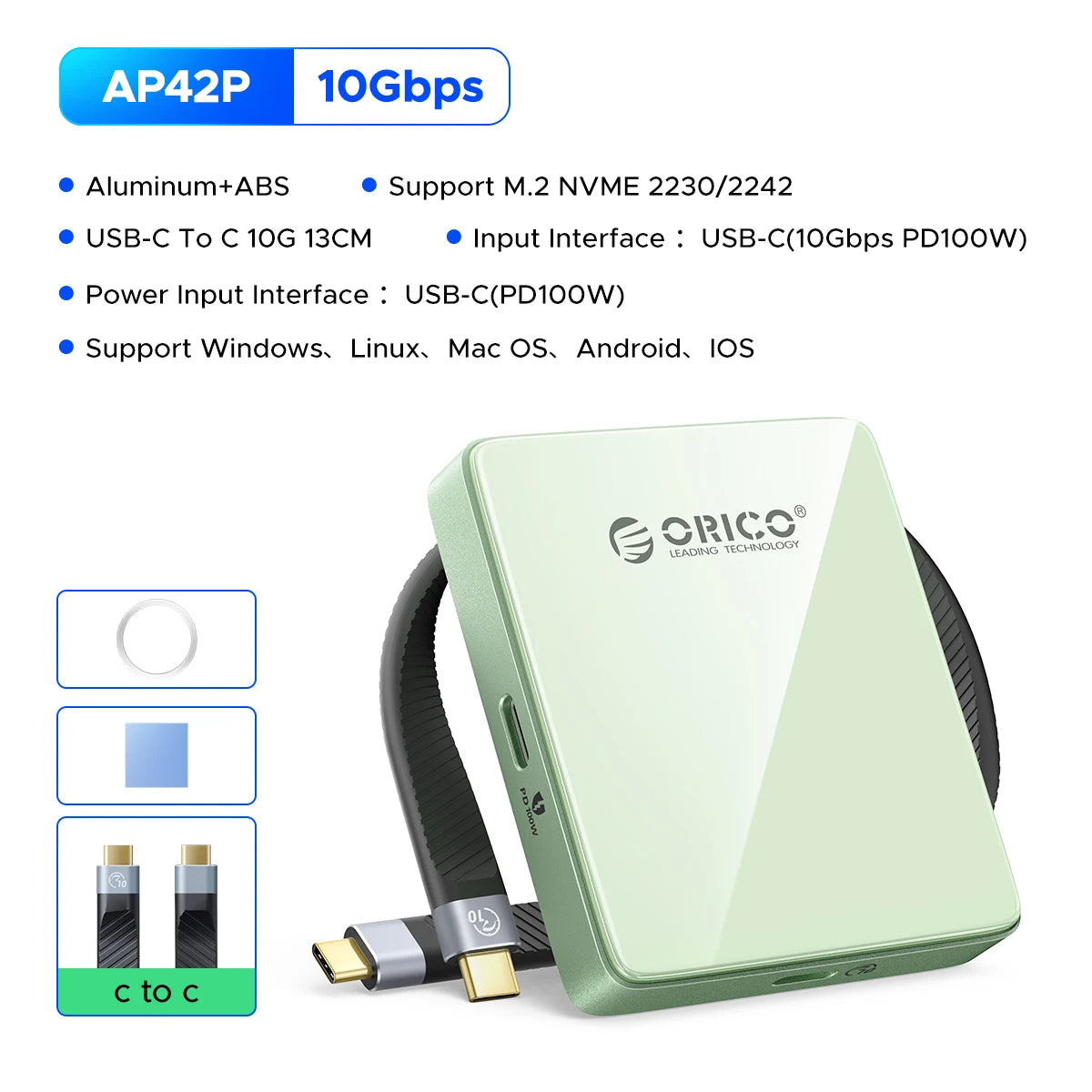 Magnetic NVMe M.2 SSD Enclosure for iPhone 4K ProRes Recording & 100W Charge