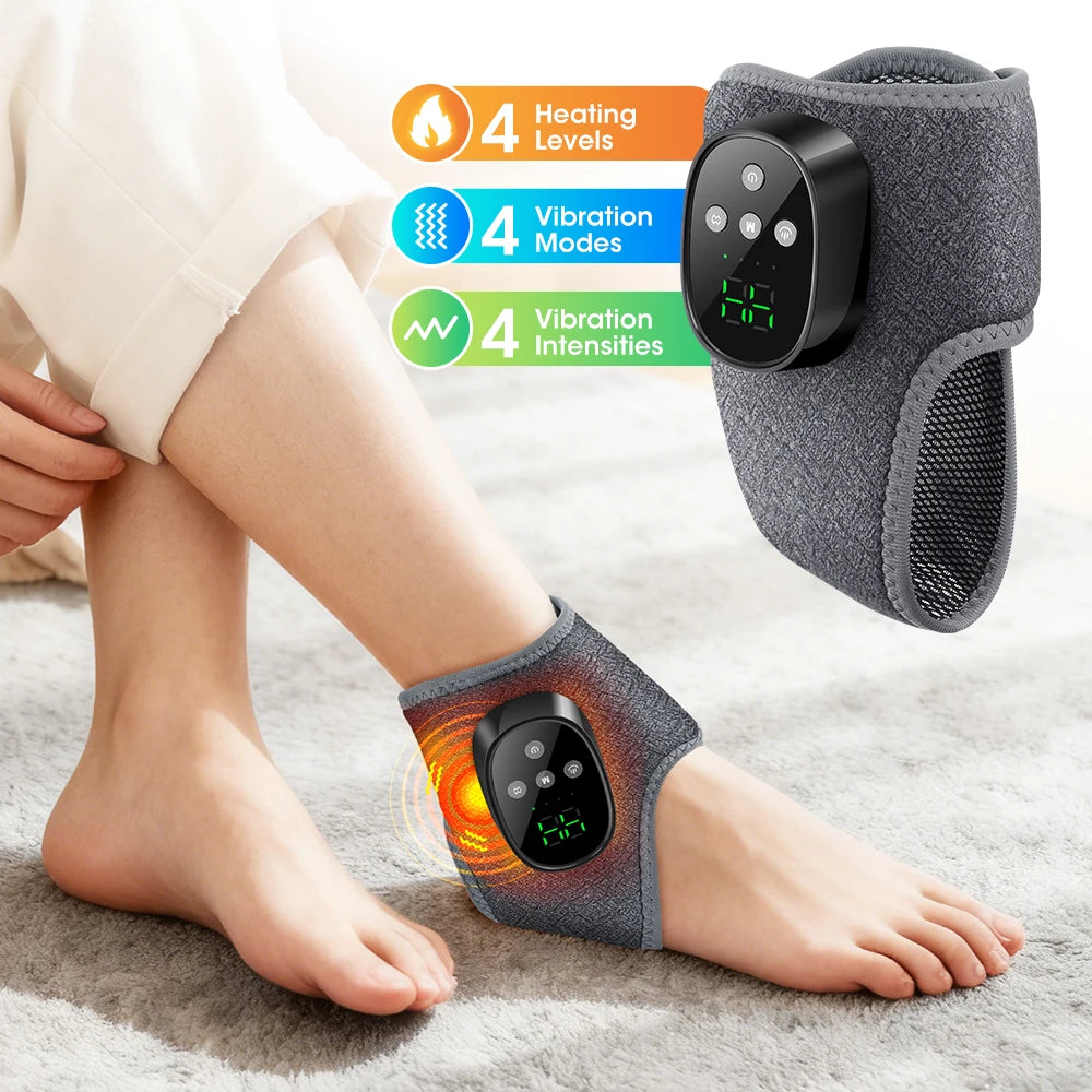 Wireless Heated Ankle & Foot Massager with Vibration Therapy for Pain Relief