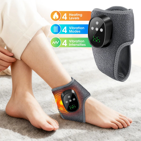 Wireless Heated Ankle & Foot Massager with Vibration Therapy for Pain Relief