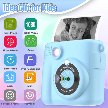 Instant Print Kids Camera with Digital Video Recording & Photo Printing